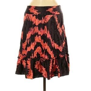 Etcetera Silk Lightening‎ Ruffled Flounce Hem Pintuck Cumberbun Skirt Sz 8